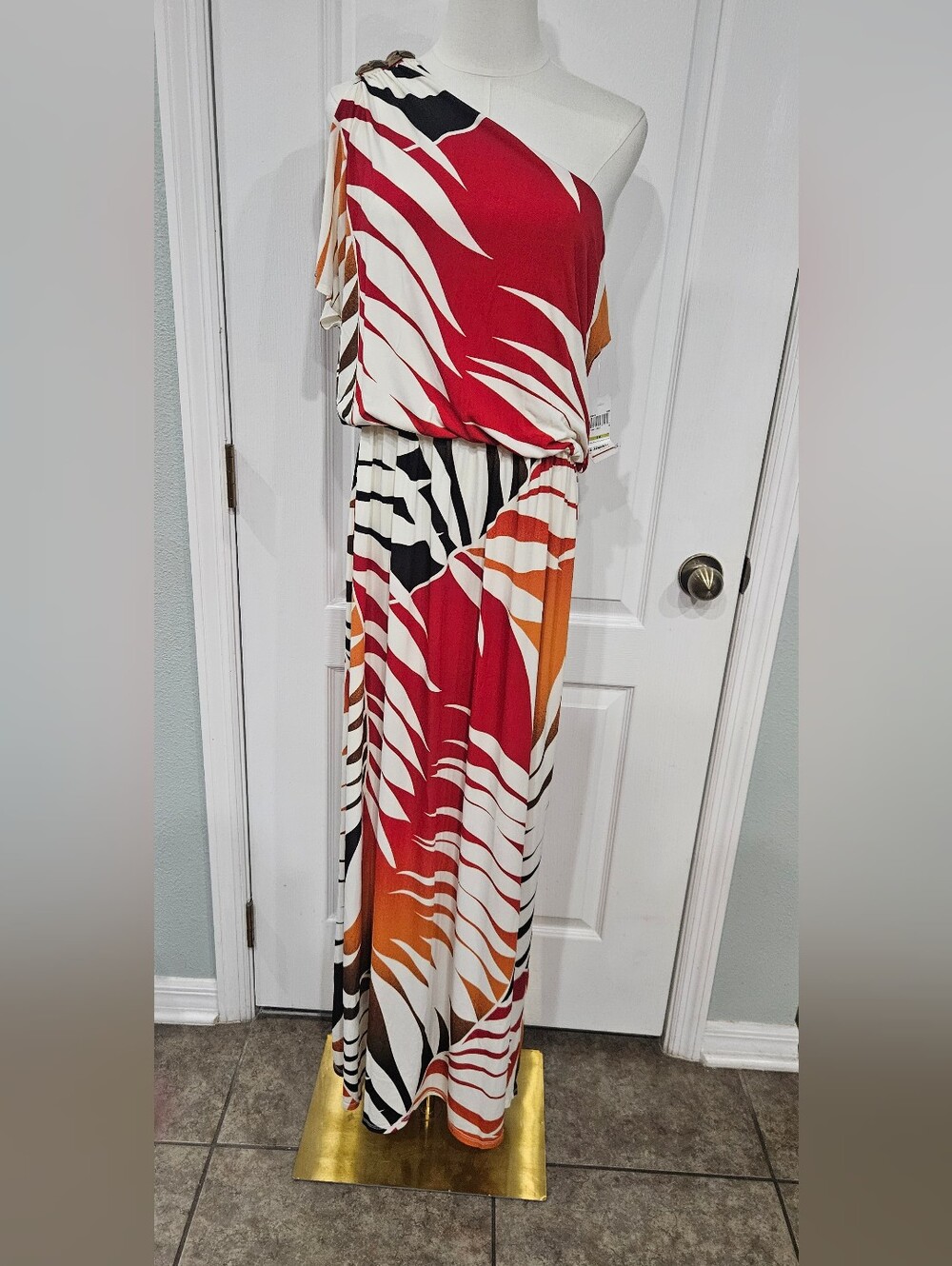 Women's Red & Orange Printed Maxi Dress